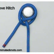 Blue rope tied in a clove hitch knot around a metal pole. Perfect for powerboating docking and securing lines.