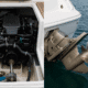 Powerboat engine and propeller close-up, showing intricate mechanics and sleek design for high-performance boating. Inboards vs. Inboard/Outboards (I/O): What Actually Matters